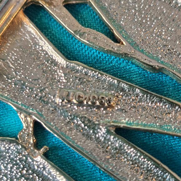 JJ Jonette Vintage Art Deco Style goldtone Double Date Brooch 1988 pin 80s prom - Picture 3 of 15